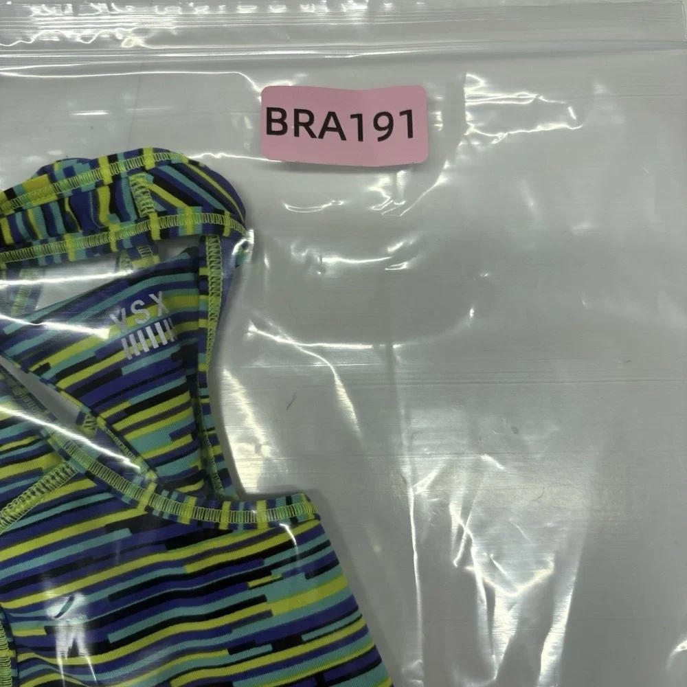 VSX Sport Womens Sports Bra Small Neon Green Purple Racerback Pullover Gym